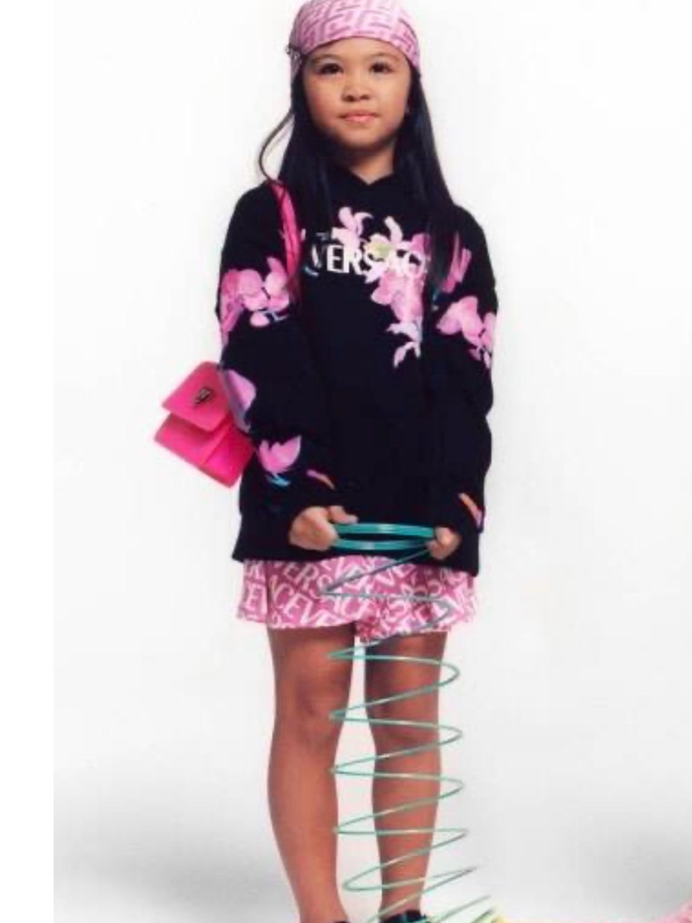 Versace Teen Girls Black Orchid Hoodie size 10
